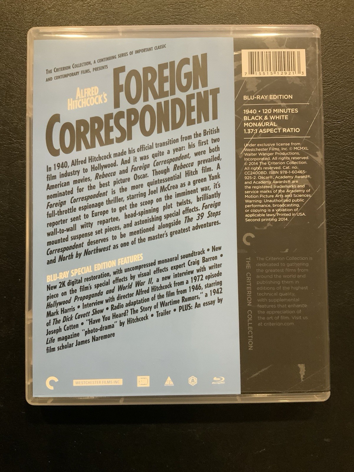 Foreign Correspondent (Criterion Special Edition) BluRay (1940 Alfred Hitchcock) - Image 2