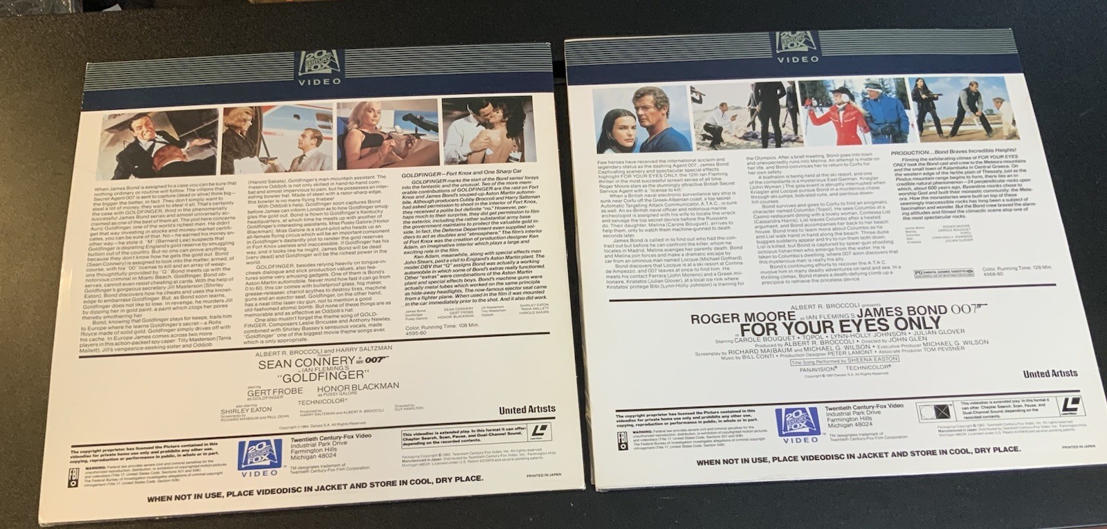 James Bond 007 2x LaserDisc Lot - For Your Eyes Only  & Goldfinger Pioneer 20th - Image 2