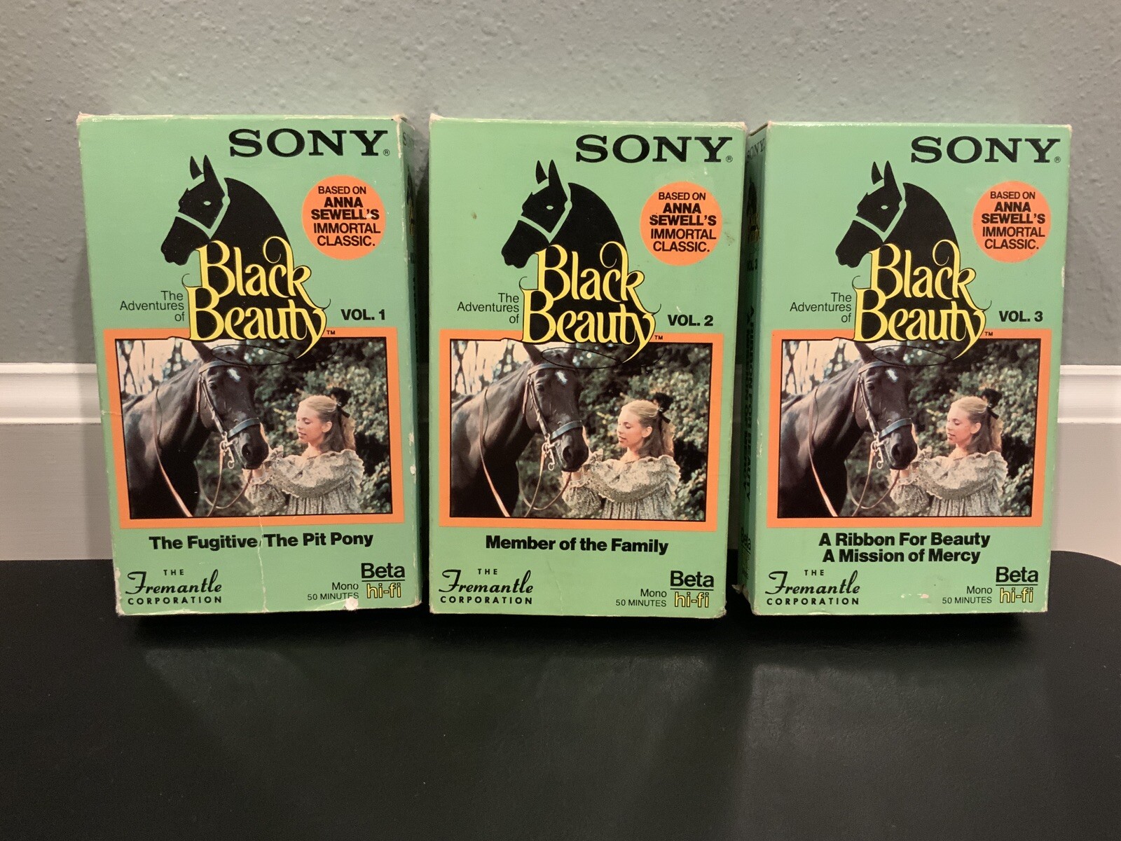 Betamax Black Beauty 3 Tape Lot, Fugitive The Pit Pony, Ribbon For Beauty+ RARE