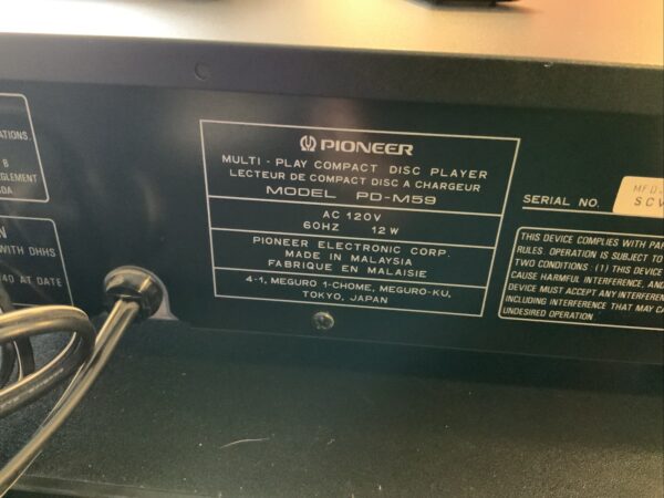 Pioneer PD-M59 CD Player - Image 7