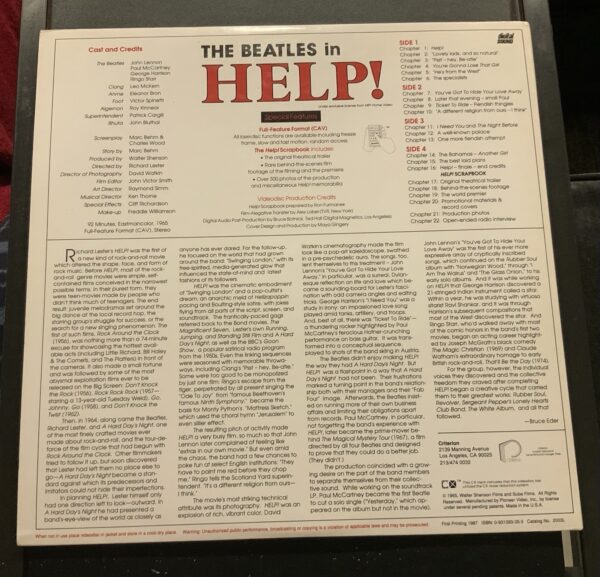 1987 The Beatles in HELP! Criterion Laserdisc Special Edition VG+/VG+ - Image 2