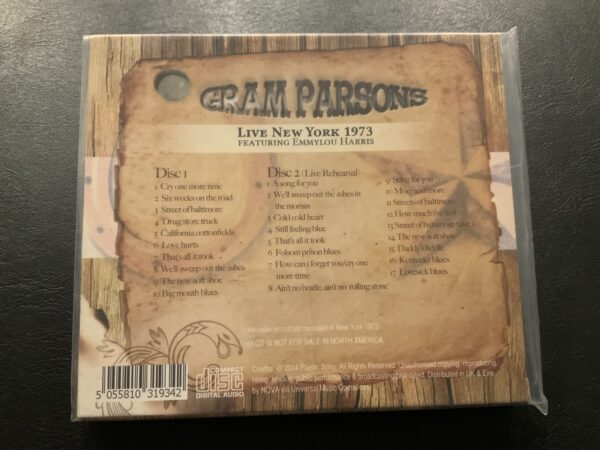 Gram Parsons Live New York 1973 (feat. Emmylou Harris) 2CD RARE HTF - Image 2