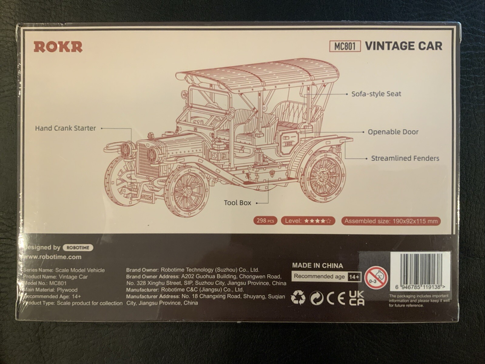 ROKR Vintage Car Scale Model Vehicle MC801 3D Wooden Puzzle 14+ Robotime - Image 2