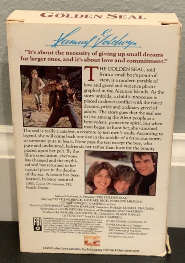 The Golden Seal Betamax Cassette Tape Movie Family/Children - Image 2