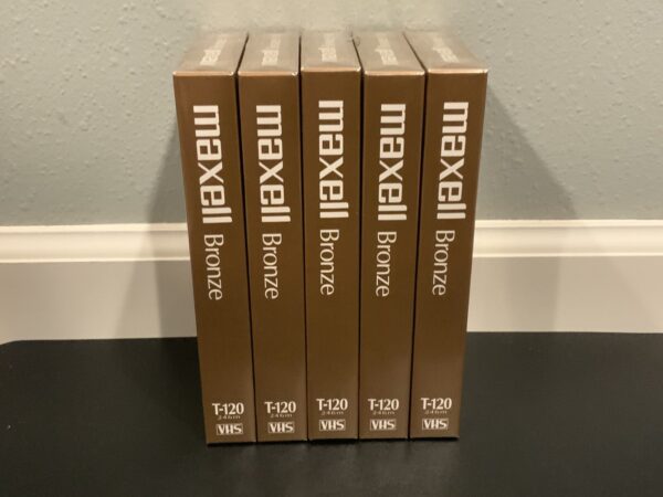 Lot of 5 Maxell Bronze VHS T-120  Blank Videocassette Tapes VHS VCR Brand New