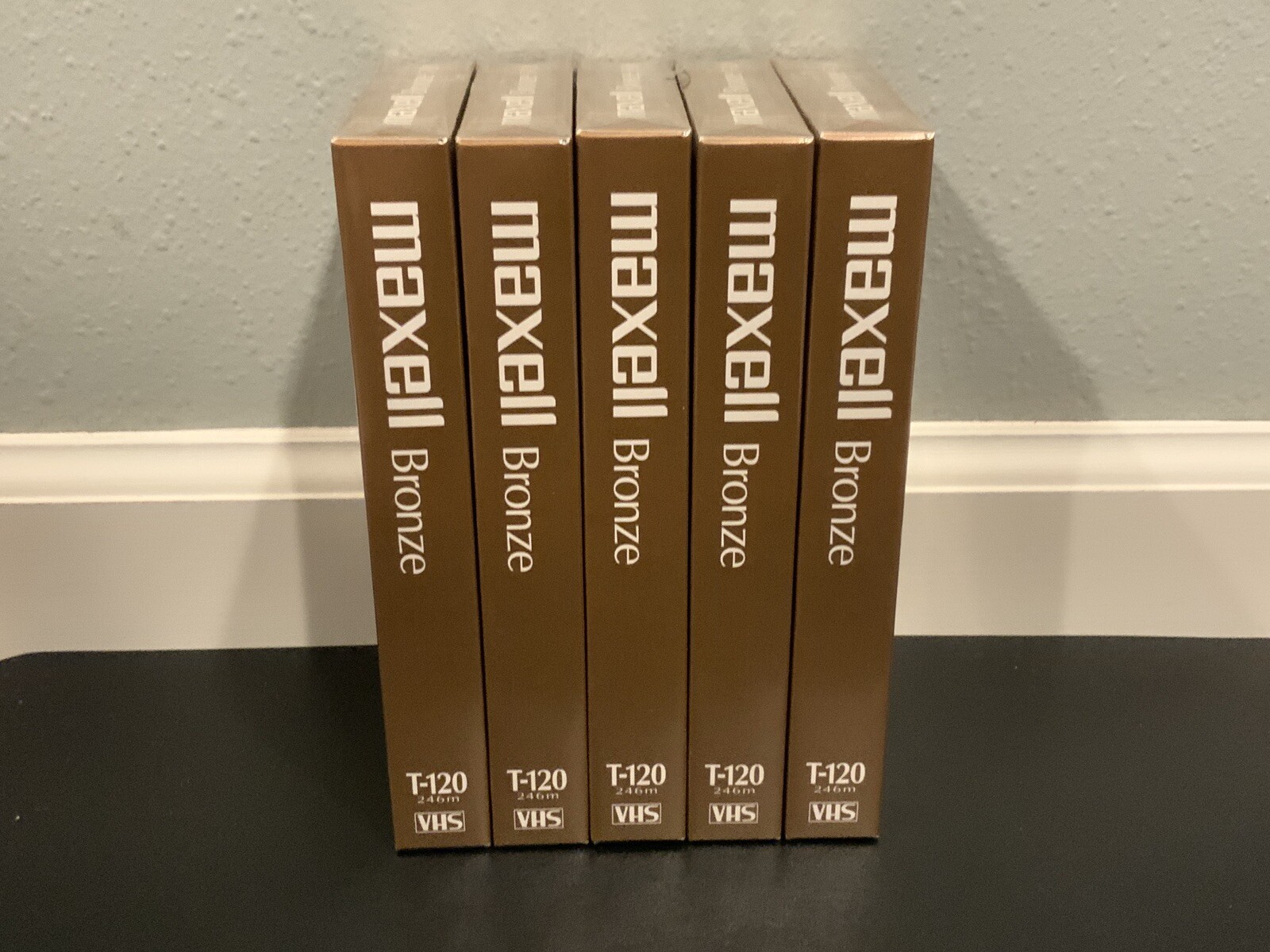 Lot of 5 Maxell Bronze VHS T-120  Blank Videocassette Tapes VHS VCR Brand New