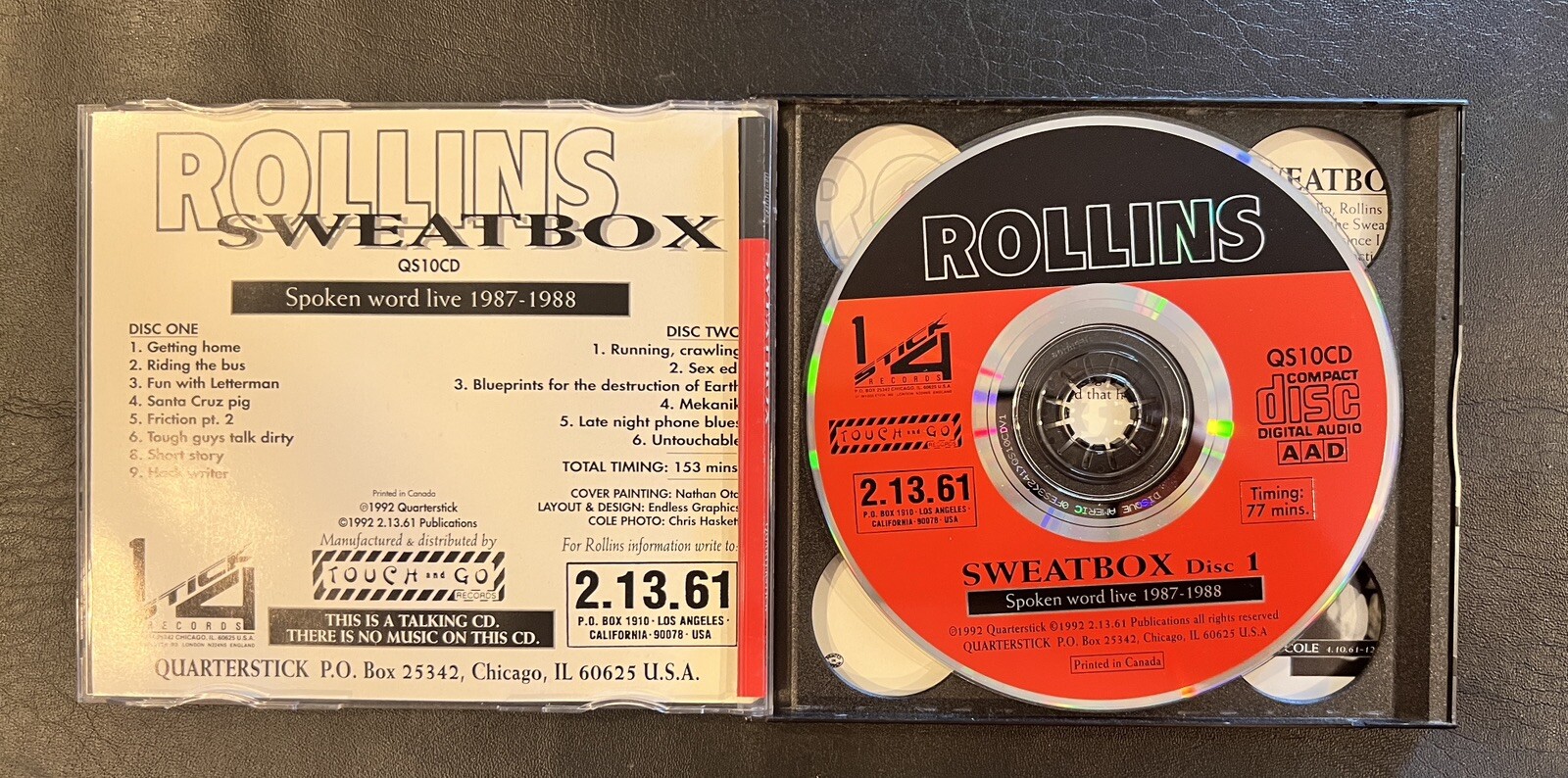 1992 CD Rollins Sweatbox 2-Discs QS10CD Spoken Word Live Henry Rollins - Image 3
