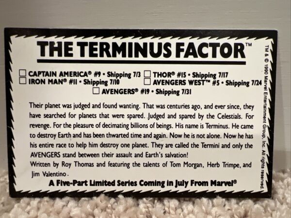 Marvel Annuals Family Reunion 1990 Promo Card | Terminus Factor Check - Image 2