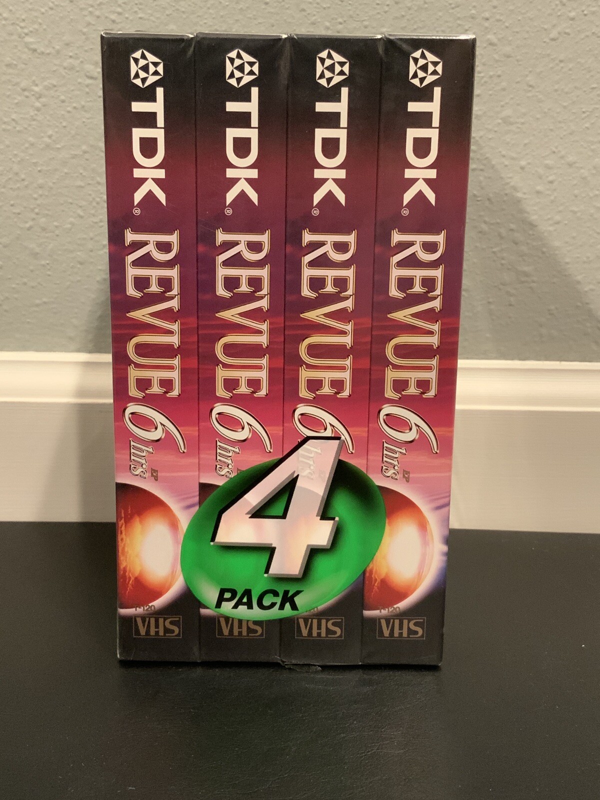 TDK Revue 6 Hour Blank VHS Tapes T-120 4 Pack Premium Quality Factory Sealed