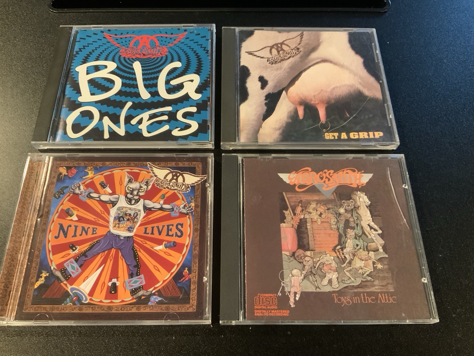 Aerosmith 4 CD Lot | Big Ones - Toys in the Attic - Get a Grip - Nine Lives