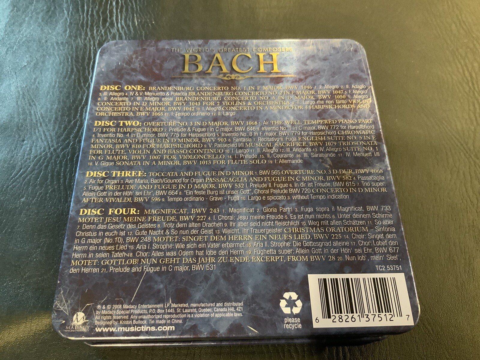 Classic The World's Greatest Composers: Bach Collector's Tin Case CD Educational - Image 2