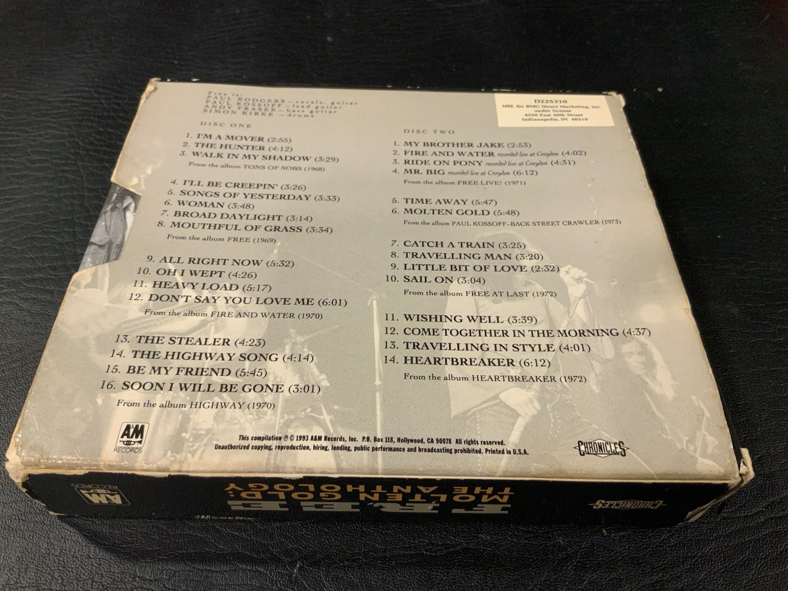 Molten Gold: The Anthology by Free 2 CD Box Set 1993 A&M Records - Image 2