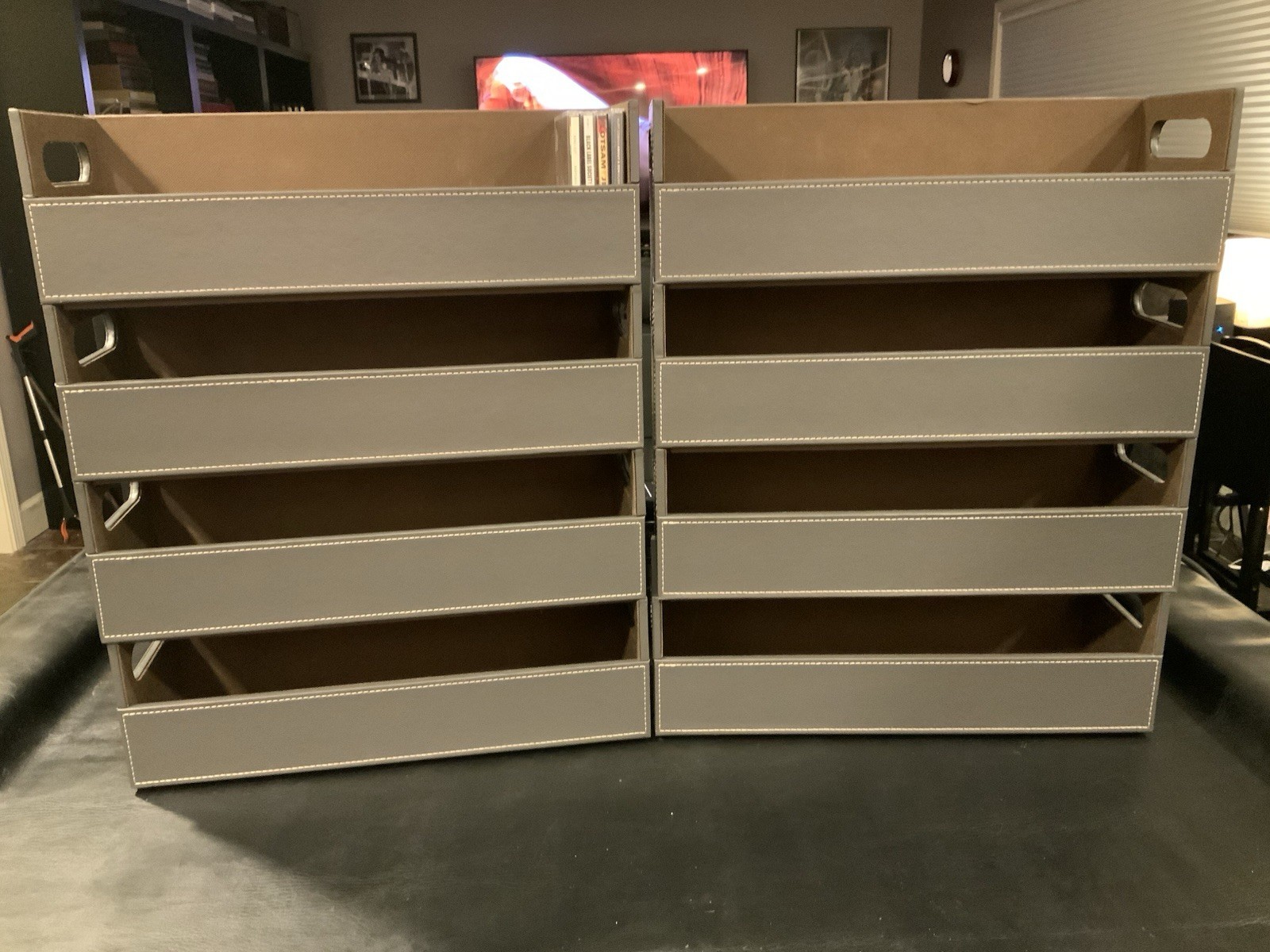 CD Storage Box | Stock Your Home | Cool Faux White Leather Stackable | Top Shape