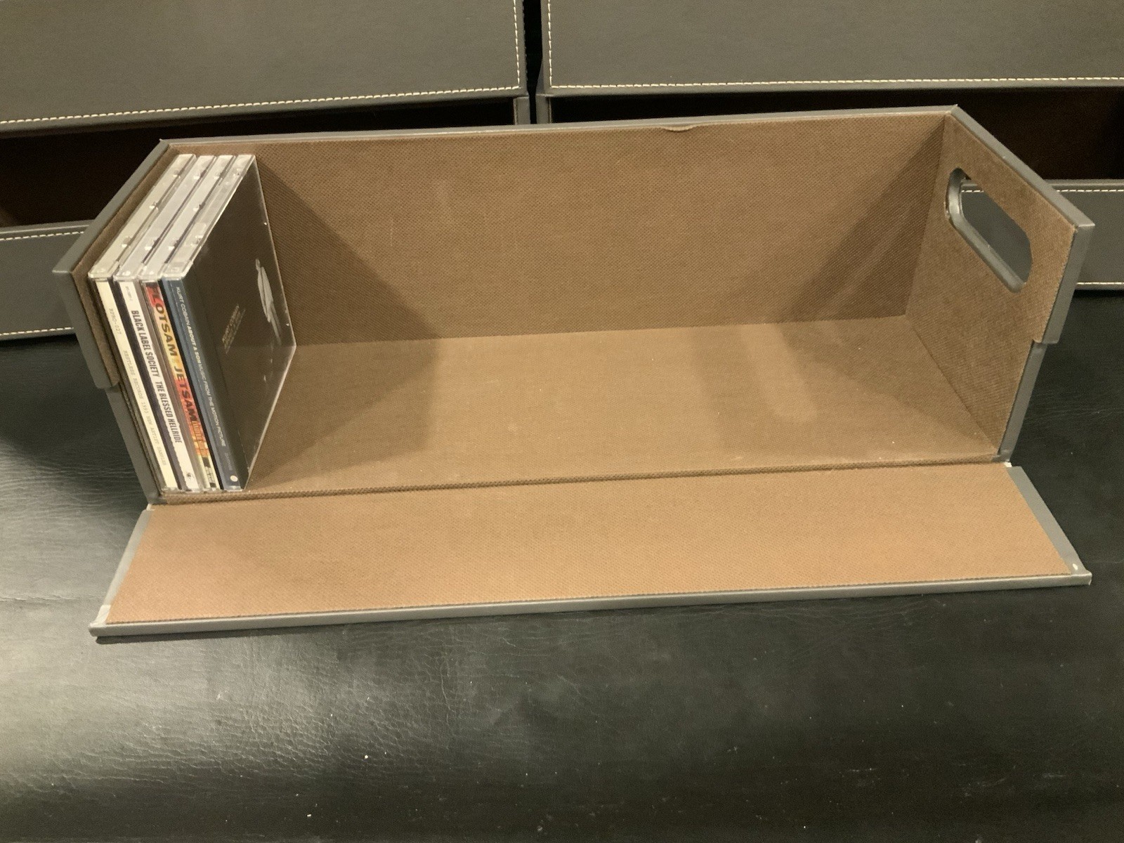 CD Storage Box | Stock Your Home | Cool Faux White Leather Stackable | Top Shape - Image 3