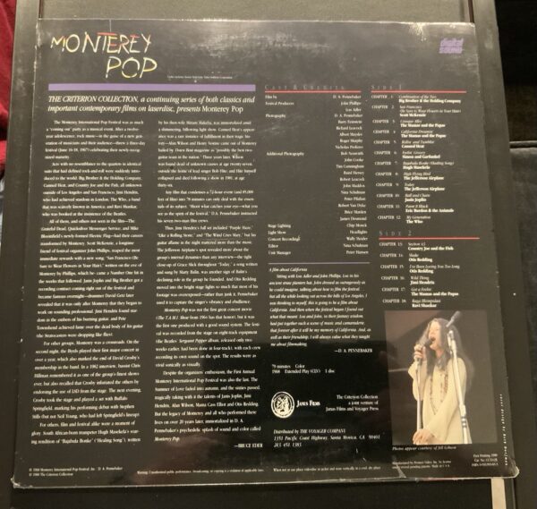 1st Printing Monterey Pop Criterion Collection Laserdisc Jimi Hendrix Rare NEW! - Image 2