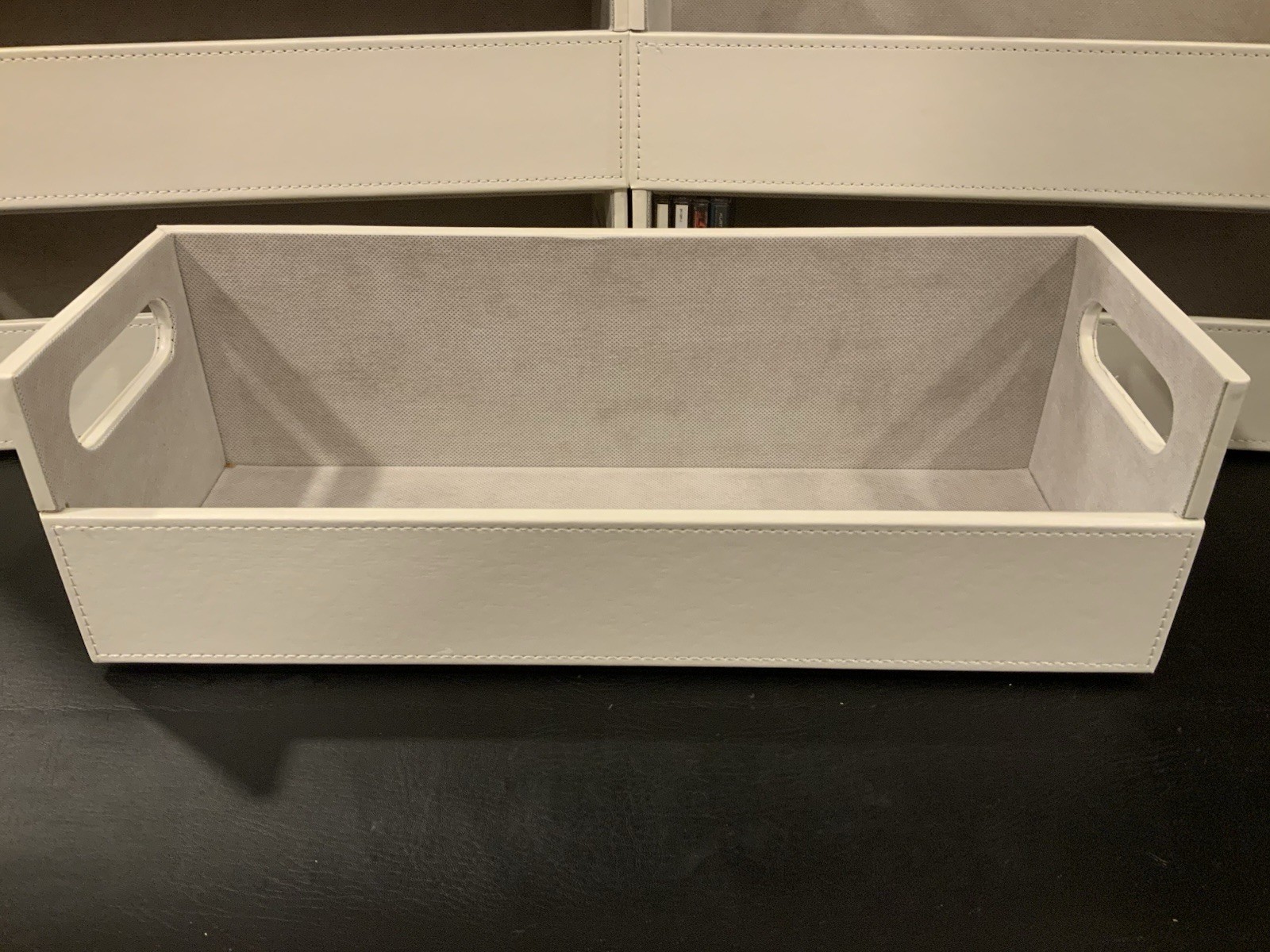 CD Storage Box | Stock Your Home | Cool Faux White Leather Stackable | Top Shape