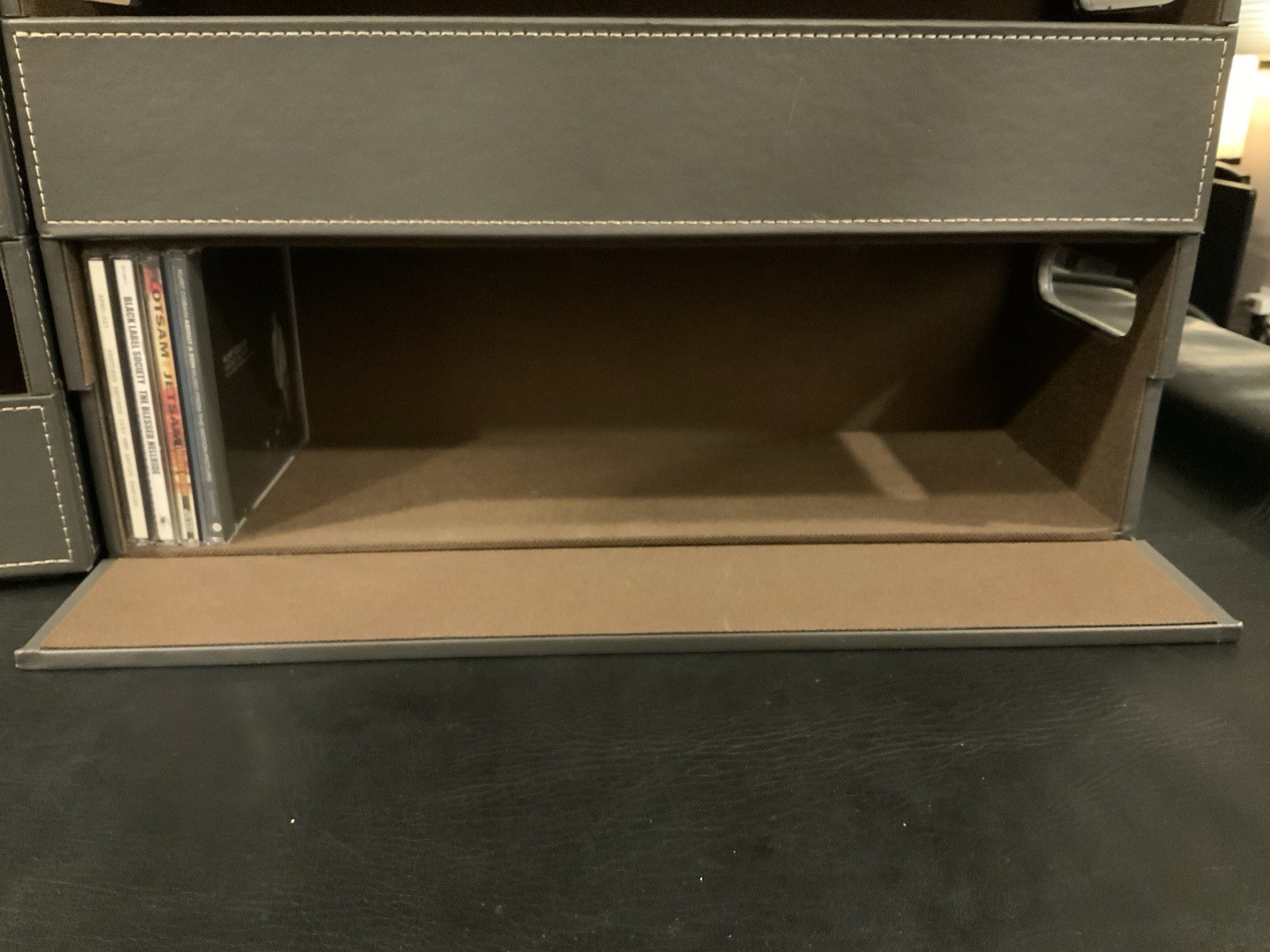 CD Storage Box | Stock Your Home | Cool Faux White Leather Stackable | Top Shape - Image 9