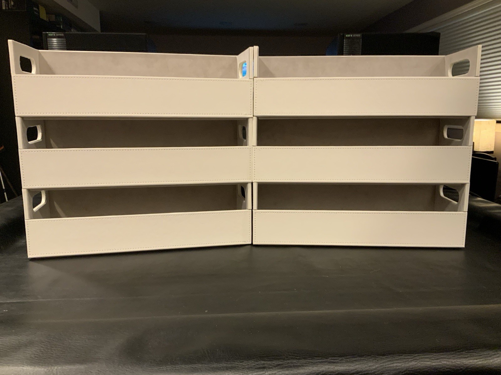 CD Storage Box | Stock Your Home | Cool Faux White Leather Stackable | Top Shape - Image 2