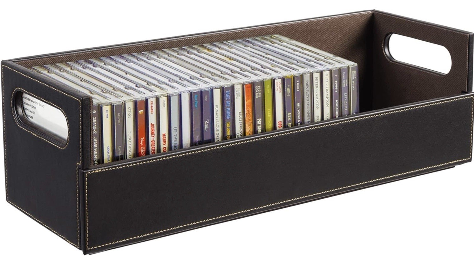 CD Storage Box | Stock Your Home | Cool Faux White Leather Stackable | Top Shape - Image 10