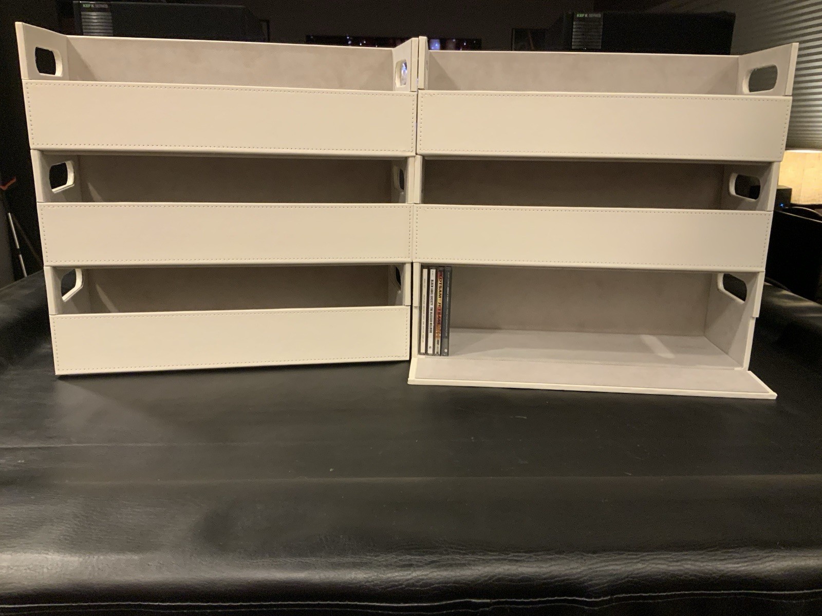 CD Storage Box | Stock Your Home | Cool Faux White Leather Stackable | Top Shape - Image 3