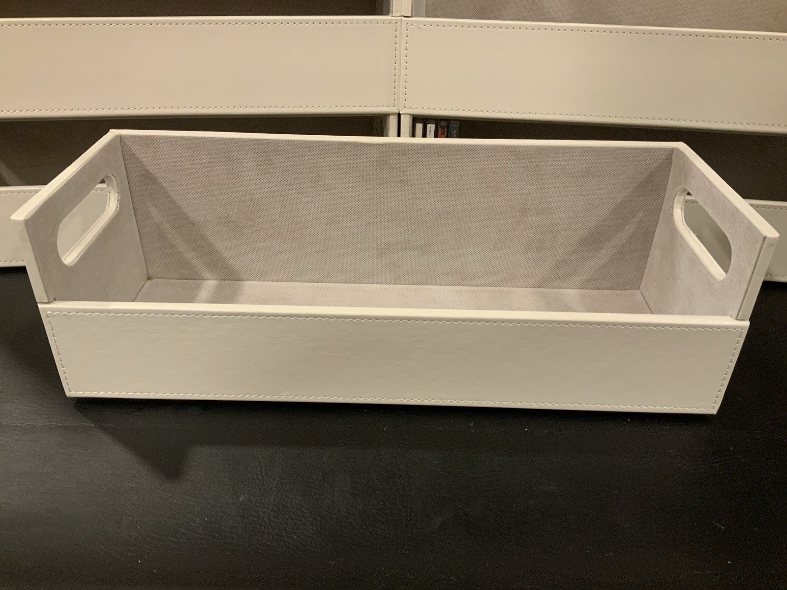 CD Storage Box | Stock Your Home | Cool Faux White Leather Stackable | Top Shape - Image 4