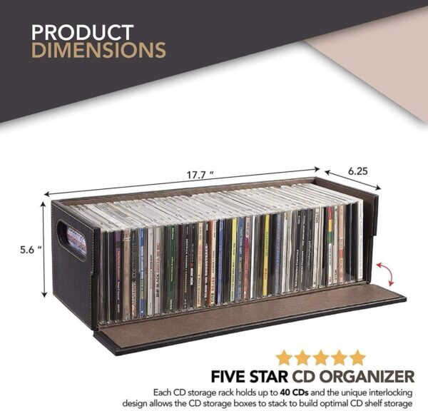 CD Storage Box | Stock Your Home | Cool Faux White Leather Stackable | Top Shape - Image 11