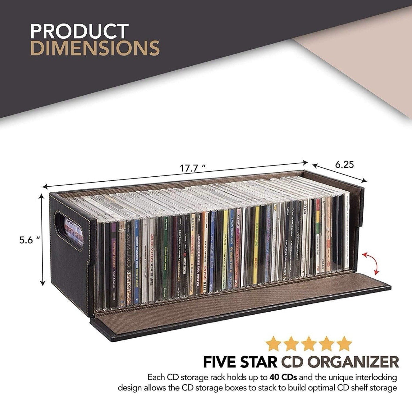 CD Storage Box | Stock Your Home | Cool Faux White Leather Stackable | Top Shape - Image 11