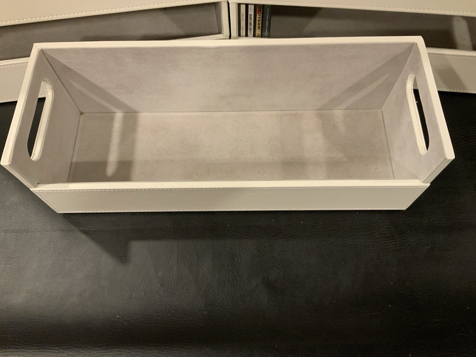CD Storage Box | Stock Your Home | Cool Faux White Leather Stackable | Top Shape - Image 5