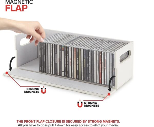 CD Storage Box | Stock Your Home | Cool Faux White Leather Stackable | Top Shape - Image 12