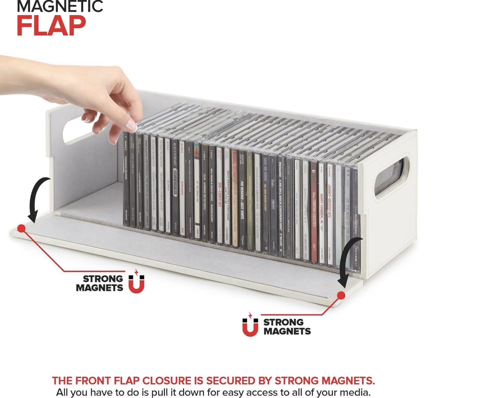 CD Storage Box | Stock Your Home | Cool Faux White Leather Stackable | Top Shape - Image 12