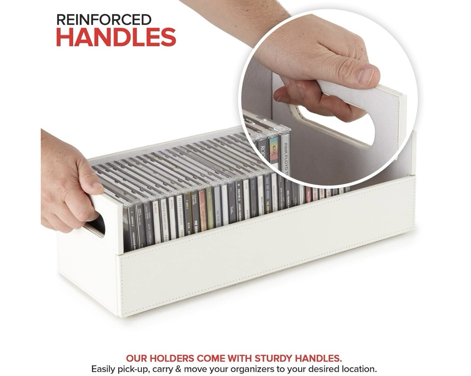 CD Storage Box | Stock Your Home | Cool Faux White Leather Stackable | Top Shape - Image 13