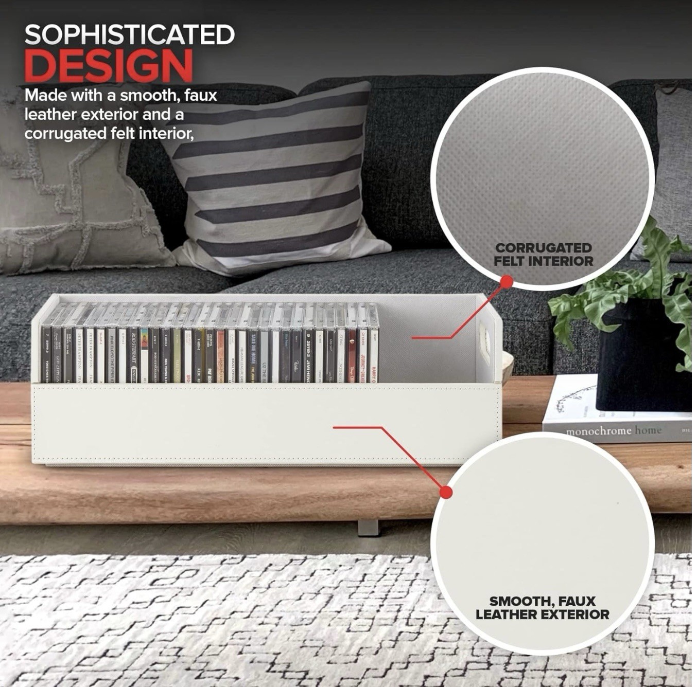 CD Storage Box | Stock Your Home | Cool Faux White Leather Stackable | Top Shape - Image 14
