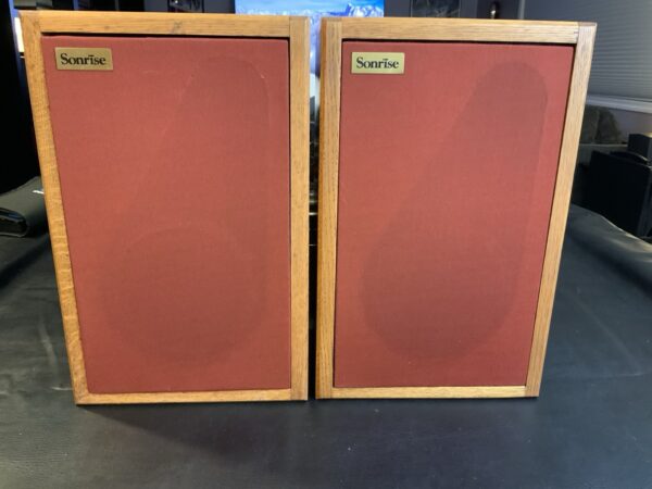 Sonrise Bookshelf Speakers Extremely RARE Cool Red Grills Great Sound