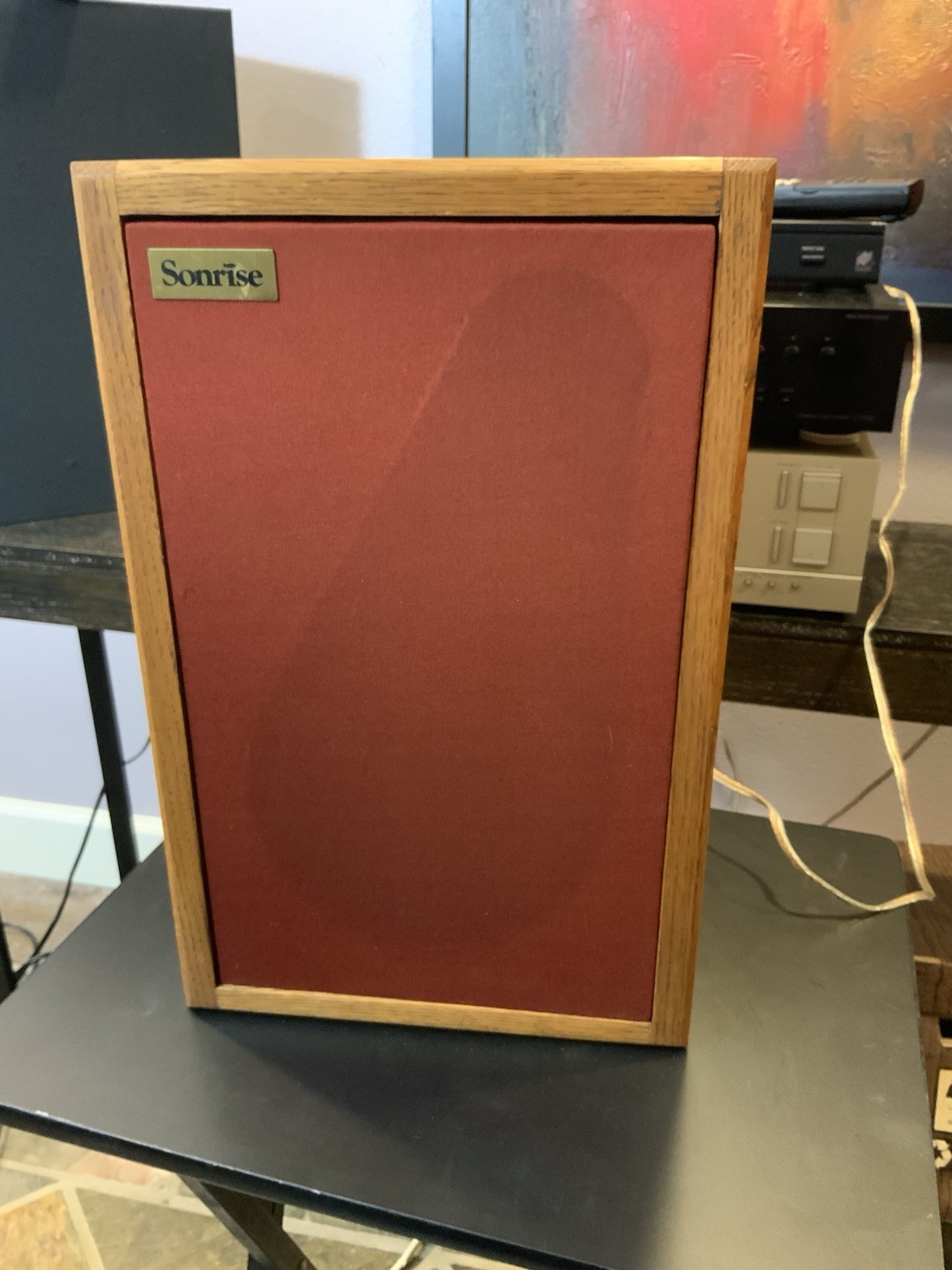 Sonrise Bookshelf Speakers Extremely RARE Cool Red Grills Great Sound - Image 3