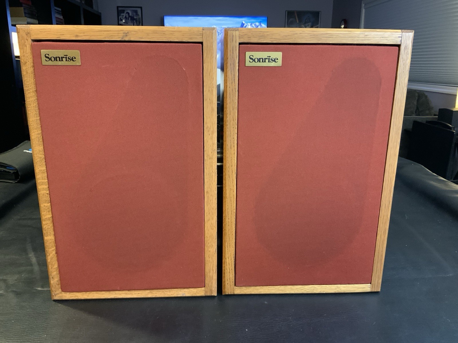 Sonrise Bookshelf Speakers Extremely RARE Cool Red Grills Great Sound - Image 5