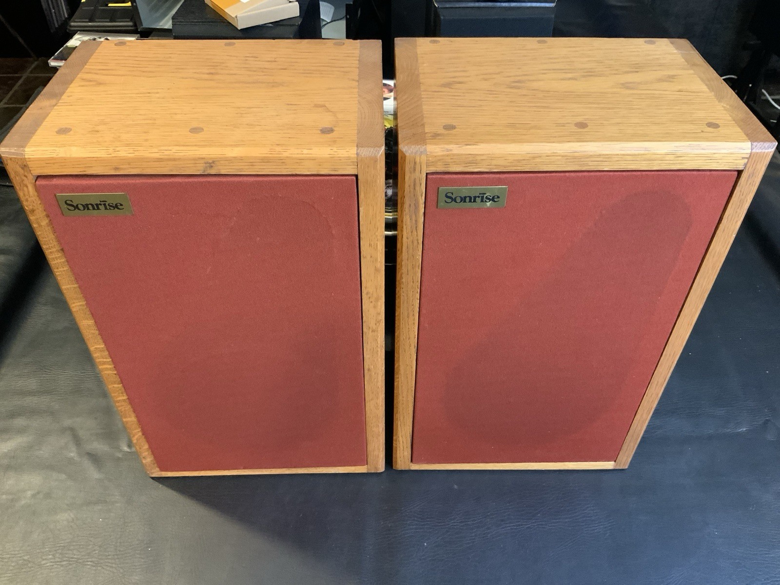 Sonrise Bookshelf Speakers Extremely RARE Cool Red Grills Great Sound - Image 6