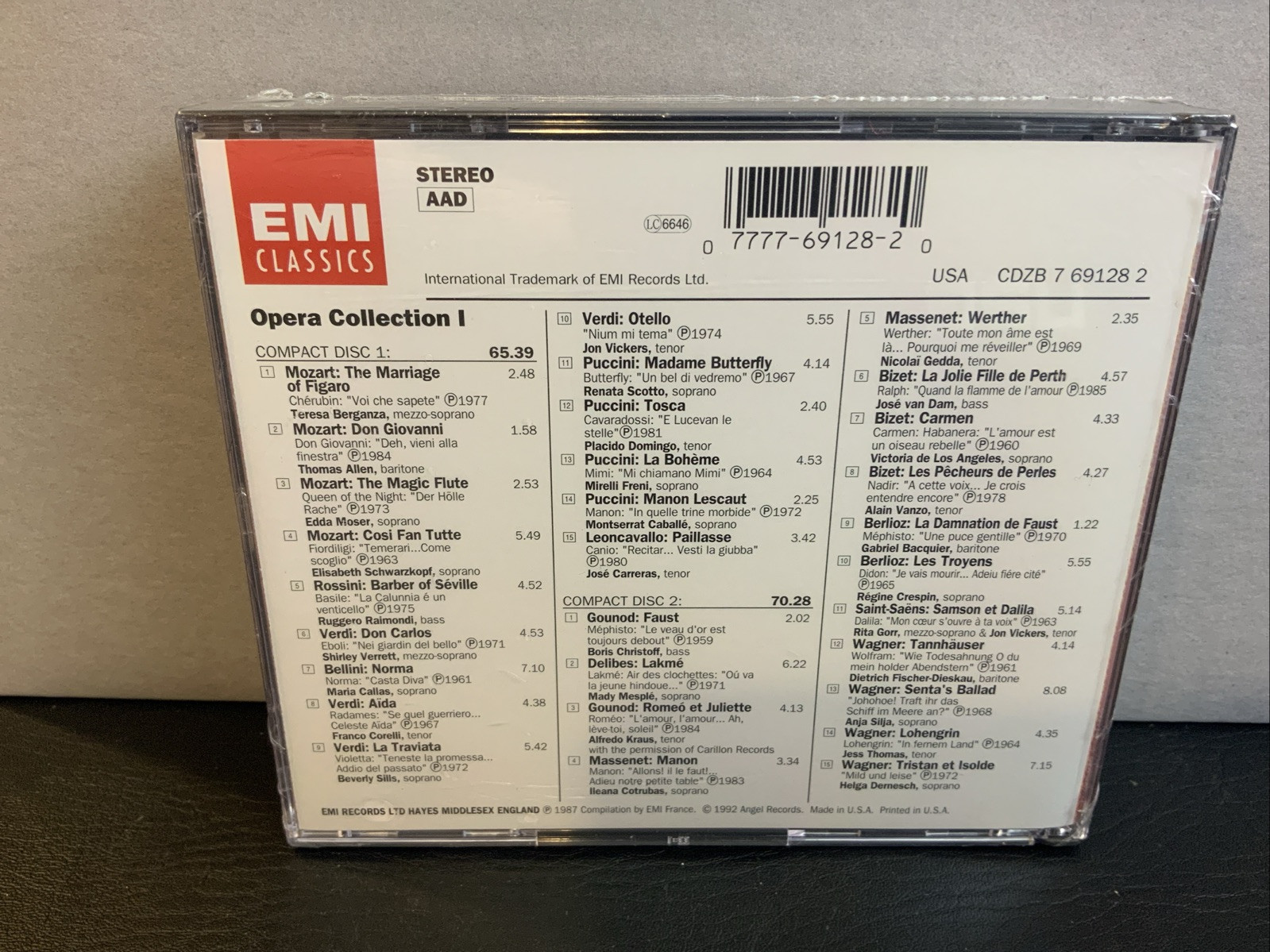 CD Opera Collection 1 Mozart Verdi Rossini Wagner EMI 1992 2 CDs Set New Sealed - Image 2