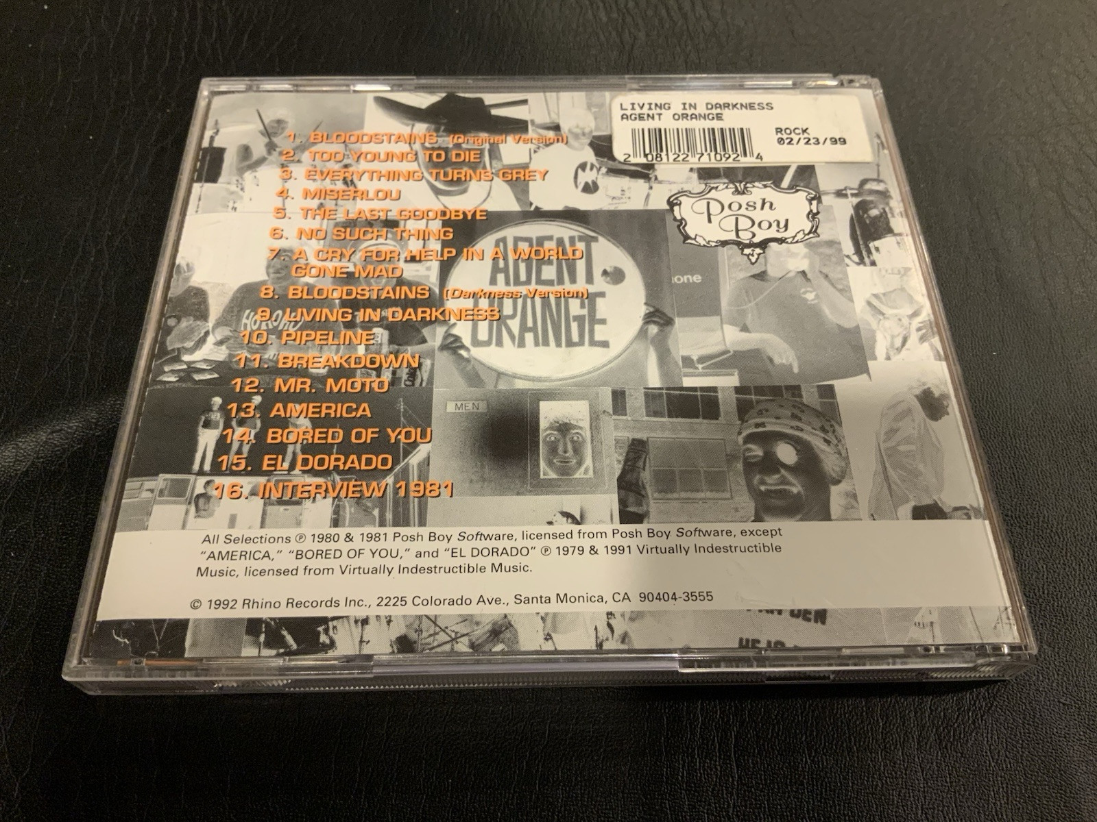 AGENT ORANGE Living In Darkness CD Posh Boy Rhino 1992 Rare OOP - Image 2