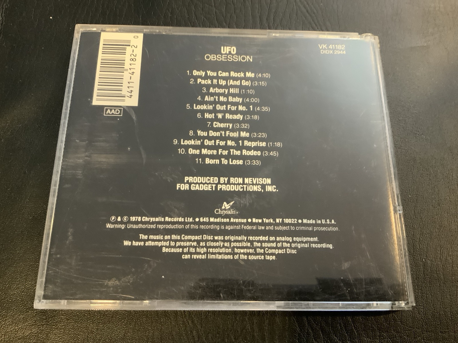 UFO - "Obsession" CD Original Issue 1988 Chrysalis Ultra Rare OOP VG+ AAD - Image 2