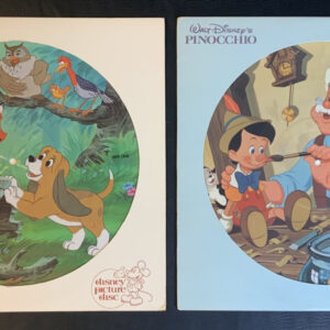 2 Vintage Walt Disney Picture Disc Pinocchio & The Fox and the Hound Vinyl NICE