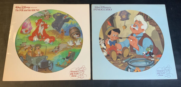 2 Vintage Walt Disney Picture Disc Pinocchio & The Fox and the Hound Vinyl NICE - Image 7