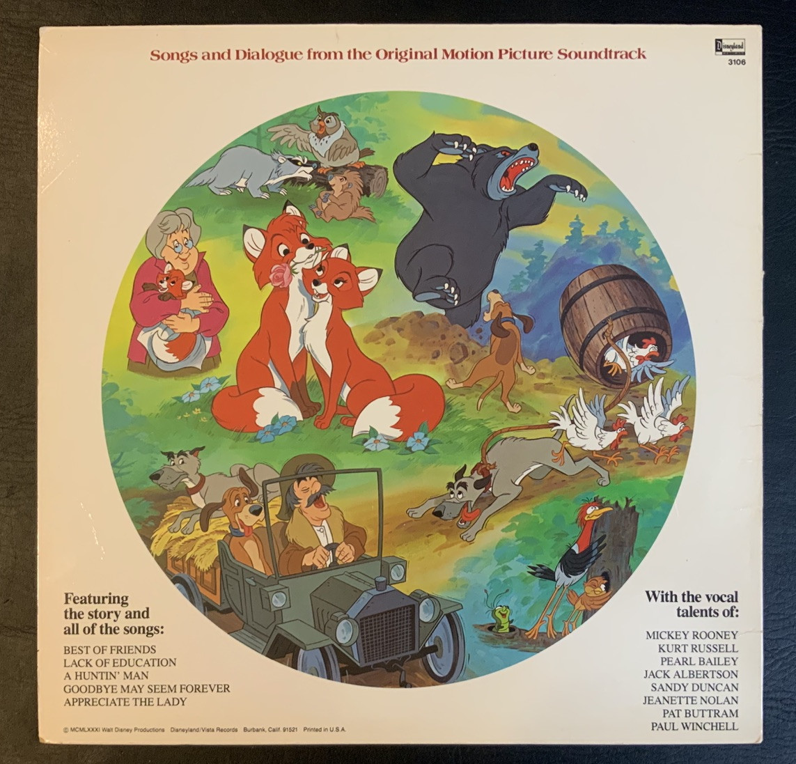 2 Vintage Walt Disney Picture Disc Pinocchio & The Fox and the Hound Vinyl NICE - Image 9